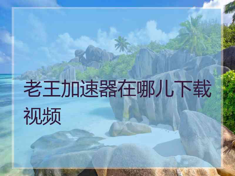 老王加速器在哪儿下载视频