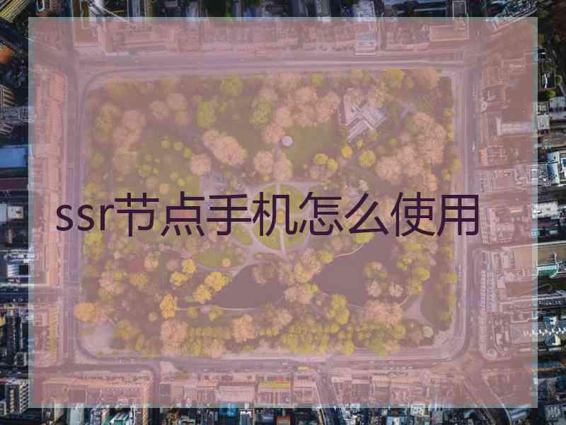 ssr节点手机怎么使用