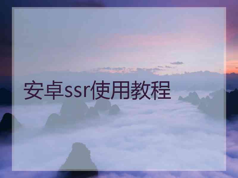 安卓ssr使用教程