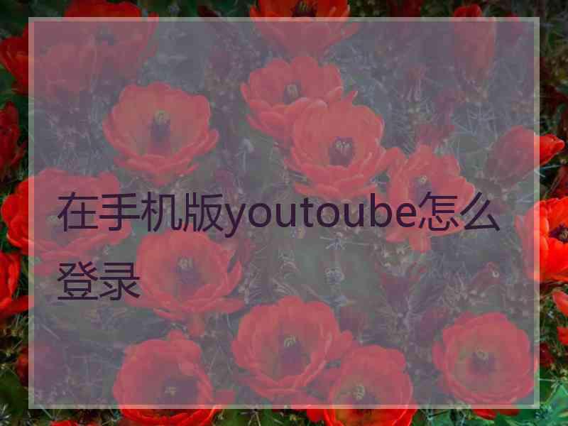 在手机版youtoube怎么登录