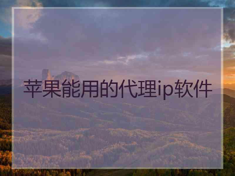 苹果能用的代理ip软件