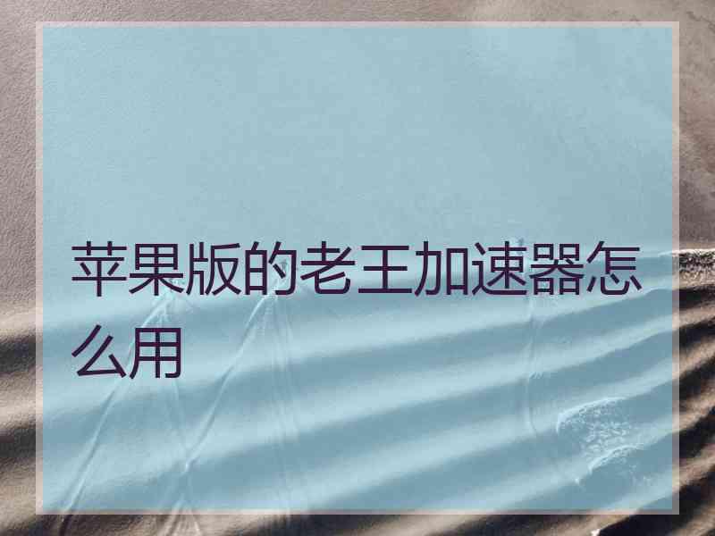 苹果版的老王加速器怎么用