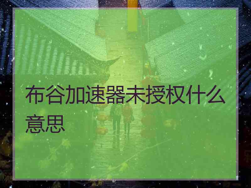 布谷加速器未授权什么意思
